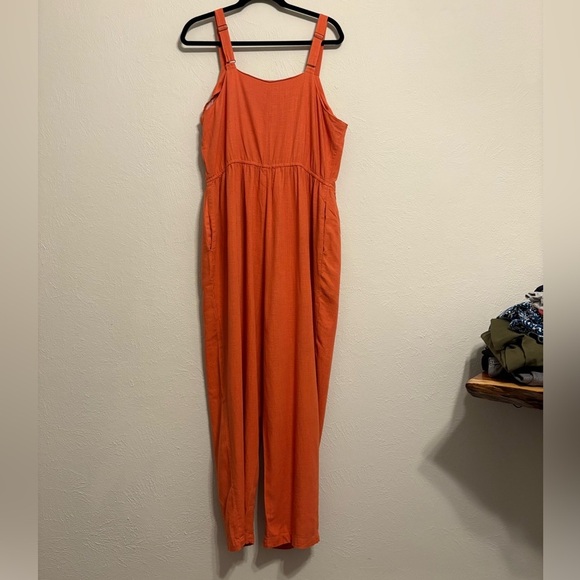 Modcloth Vibrant Orange Button-Down Jumpsuit - Picture 3 of 5